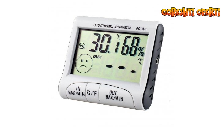 Дигитален термометър /хигроматър - DC103 IN/OUT снимка #0
