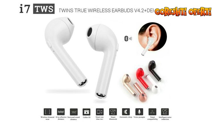 Удобни безжични слушалки i7 TWS снимка #0