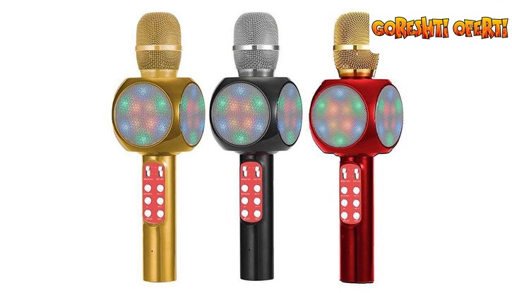 Безжичен BLUETOOTH караоке микрофон с LED светлини снимка #0